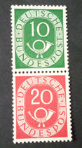 Bund 0128 + 0130 ZDr S11    10  + 20 P f  Posthorn **  - Zusammendruck