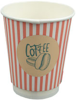 B2 Doppelwand Kaffeebecher aus Pappe 300ml, Motiv "Kaffeebohnen", Coffee to Go (100 Stück)