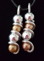 HIPPY HOPPY WACHSPERLEN DOPPELT BEIGE SILBER