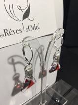 BO 131 - BOUCLES CRISTAL "TRIANGLE ET FACETTES" rouges