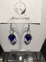 BO 133 - BOUCLES CRISTAL "LES GOUTTELETTES A FACETTES" BLEUES