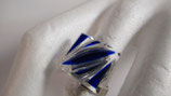 BI 134 - Bague "carré et biseaux" bleue