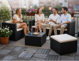JU200157 Polyrattan Lounge Casa Cana L Schwarz, Creme