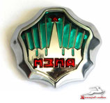 Motorhaube Emblem Moskwitsch mit Chromrahmen. Hood emblem Front Bonnet Badge Moskwich M402, M403, M407 with chrome frame. Основание и вкладыш заводского знака в сборе Москвич М402, М403, М407.