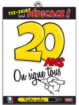 Tee-shirt dédicace "20 ans"