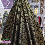 Manto Brocado 12 con encaje dorado - Negro