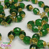 Rosario de cristal verde clásico - 10mm con copete
