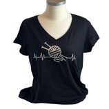 Tshirt Woman "Herzschlag stricken" schwarz (SOLs)