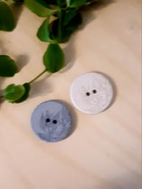 Hanf/Polyesterknopf 2-Loch, recycelt, Floral, 23mm