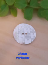 Prym Perlmuttknopf 2-Loch, Puzzle, 28mm, weiß