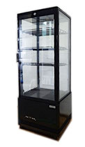 レマコム　4面ガラス 冷蔵ショーケース R4G-105SLB　105L　2022年製　LED照明付き / カギ欠品 / ブラック 黒 / 卓上 ドリンク ショーケース