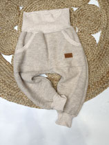 Wollwalkhosel beige meliert mit aufgesetzter Tasche