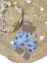 Pumphose WARM Polarbär blau/ Bündchen schlamm 62/68