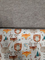 Wollwalkoveral beige meliert/ Tiere