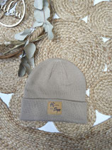 Strickmütze beige mit Patch Hi..Bye Gr. 104-152