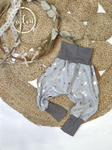 Pumphose WARM silber Punkte auf grau /Bündchen  grau 74/80