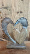 Herz silber mit Holz groß