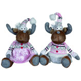 Elch Figur sitzend rosa