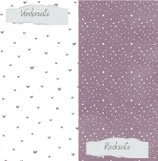 Designpapier - Basic - Malve - Doodle Herzen + Sprenkel - Doppelseitig bedruckt