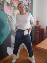 Designer- Hose, Denim Print, Rundholz Dip