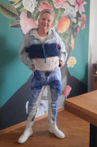 Designer- Hose, Denim Print, Rundholz Dip