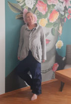 Designer- Hose, Navy, Rundholz Dip