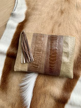 Clutch in legskin (met lederen riem)