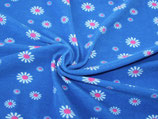 Stretchfrottee Prilblumen blau-pink 0,5m