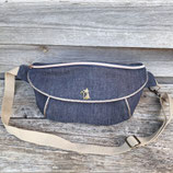 grand sac banane en denim et doublure en coton vintage avec des fleurs, multiples compartiments