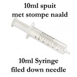 10ml Syringe with filed needle / 10ml spuit met stompe naald.