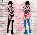 Schablone - Banksy "Girl with Teddy"