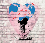 Schablone - Banksy "Heart World"