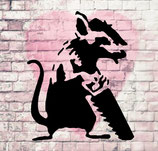 Schablone - Banksy Rat "Sawing"