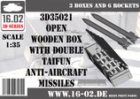 3D35021 Open wooden box with double Taifun anti-aircraft missiles