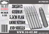 3D35012 German 5,5cm Flak ammunition and shells
