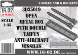 3D35019 Open metal box with double Taifun anti-aircraft missiles