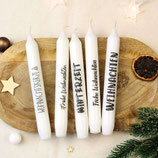 Weihnachts-Stabkerzen mit Text – Moderne Kerzen als Deko oder Geschenk