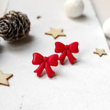 Weihnachtliche Ohrringe Schleifen • Ohrstecker Polymer Clay | Ohrschmuck | Weihnachten