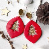 Ohrringe Weihnachtsbaum • Ohrhänger Polymer Clay