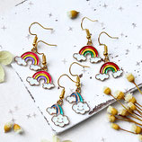 Ohrringe mit Regenbogen und Wolken Anhängern