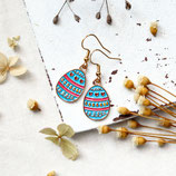 Bunte Osterei Ohrringe in Blau und Gold