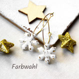 Ohrringe Schneeflocken • Creolen Polymer Clay | Ohrschmuck | Weihnachten