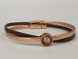 Schmales Armband 5mm rose-gold  - braun Nappa Leder mit Kristallelement