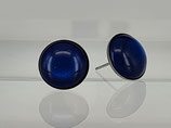 12mm Edelstahl Ohrstecker silber mit Polaris Cabochon True blue