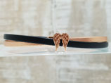 Schmales Armband 5mm rose-gold  - dunkelblau Nappa Leder mit Engelsflügeln