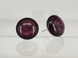 12mm Edelstahl Ohrstecker silber mit Polaris Cabochon Lively Dark purple