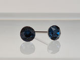 4mm Edelstahl Ohrstecker Kristall dunkel blau