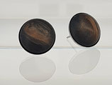 12mm Edelstahl Ohrstecker silber mit Polaris Cabochon dark brown