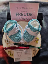 Babyschuhe, blau weiß, Gr 0-3 Monate