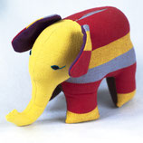Elefant Almi - rot/gelb gestreift/gelber Kopf